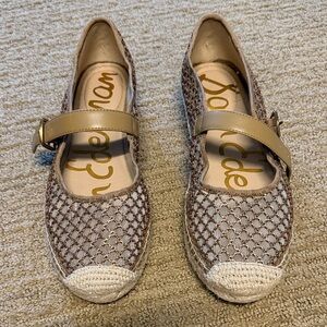 Sam Edelman Tan and Cream Woven Flats